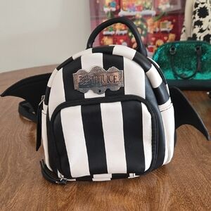 Beetlejuice Black and White Striped Women's Backpack